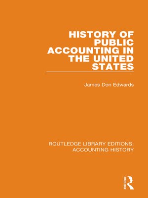 cover image of History of Public Accounting in the United States